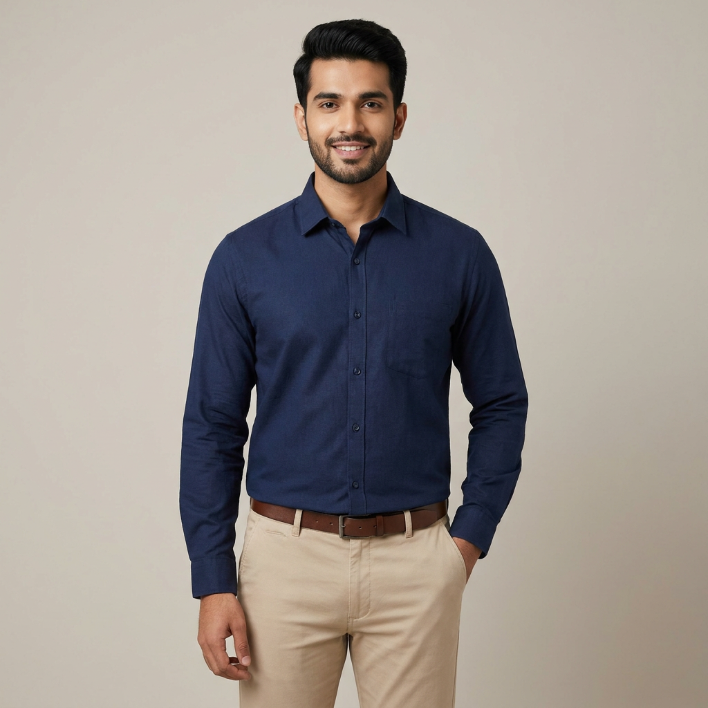 Model wearing the Navy Blue Venture Dark Shirt