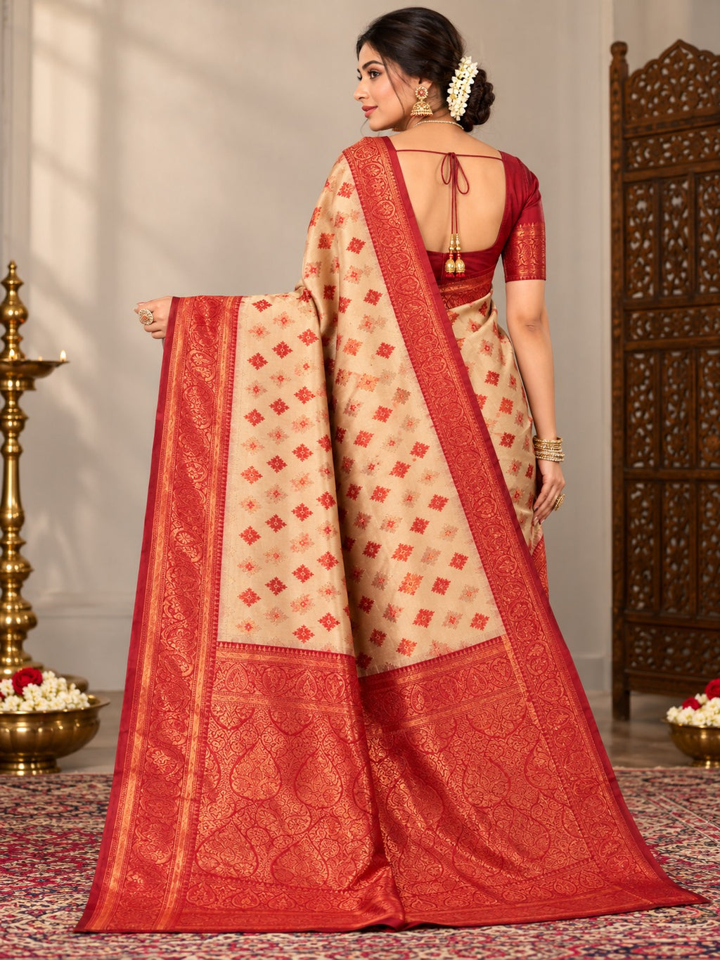 Swarna Rakt Banarasi Saree – view 3