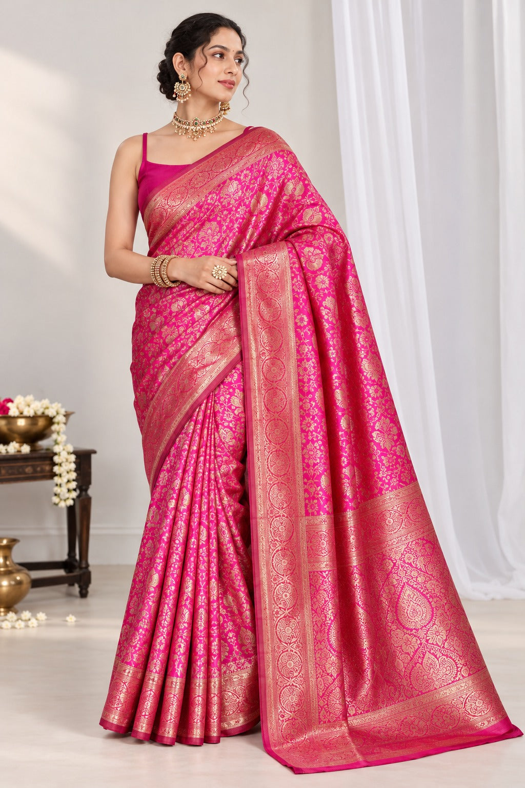 Rani Gulabi Banarasi Saree – view 1