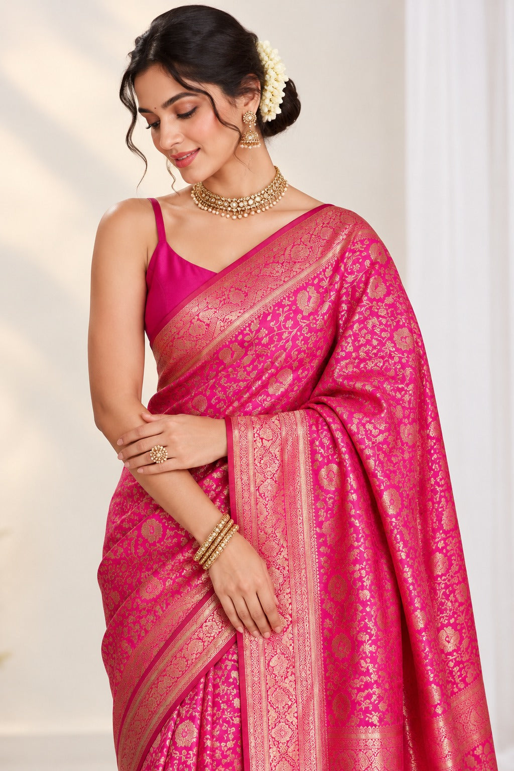 Rani Gulabi Banarasi Saree – view 2