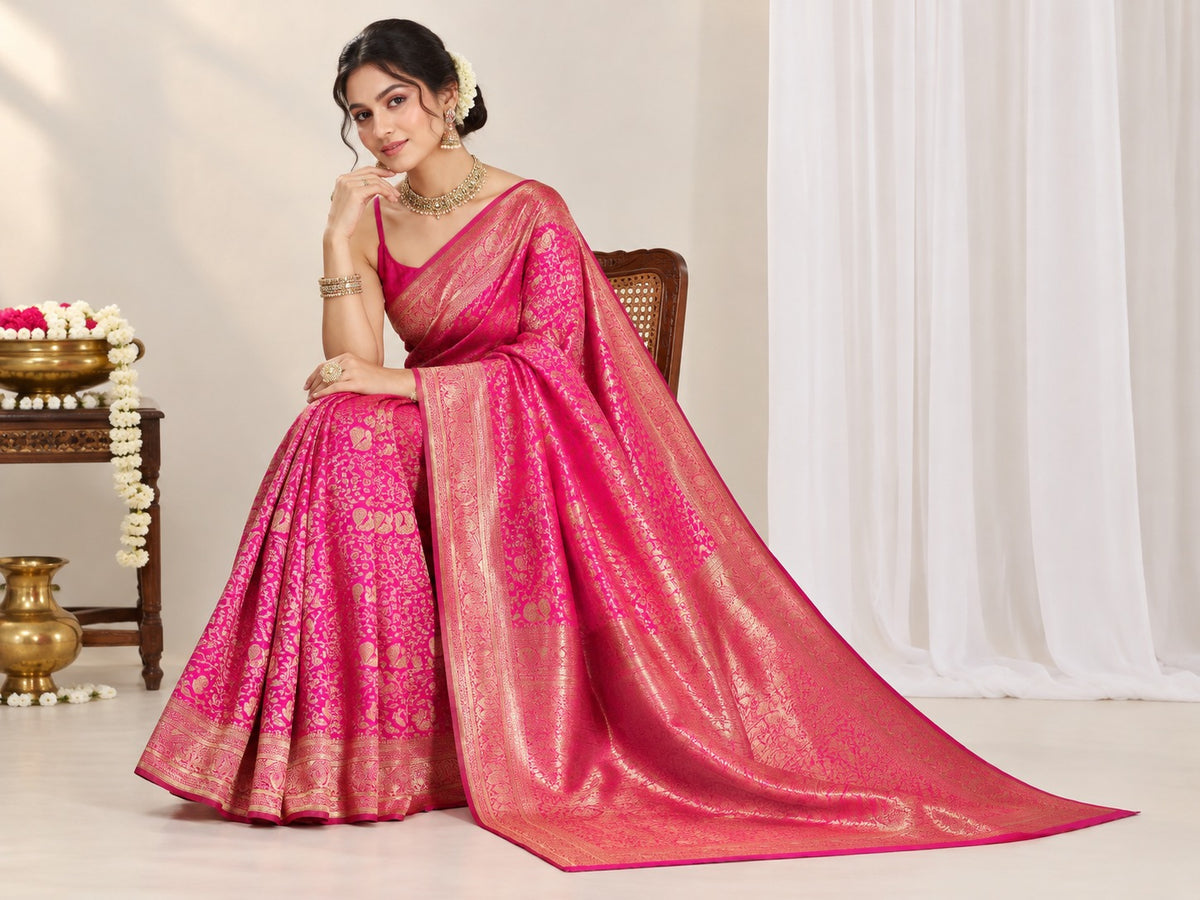 Rani Gulabi Banarasi Saree – view 3