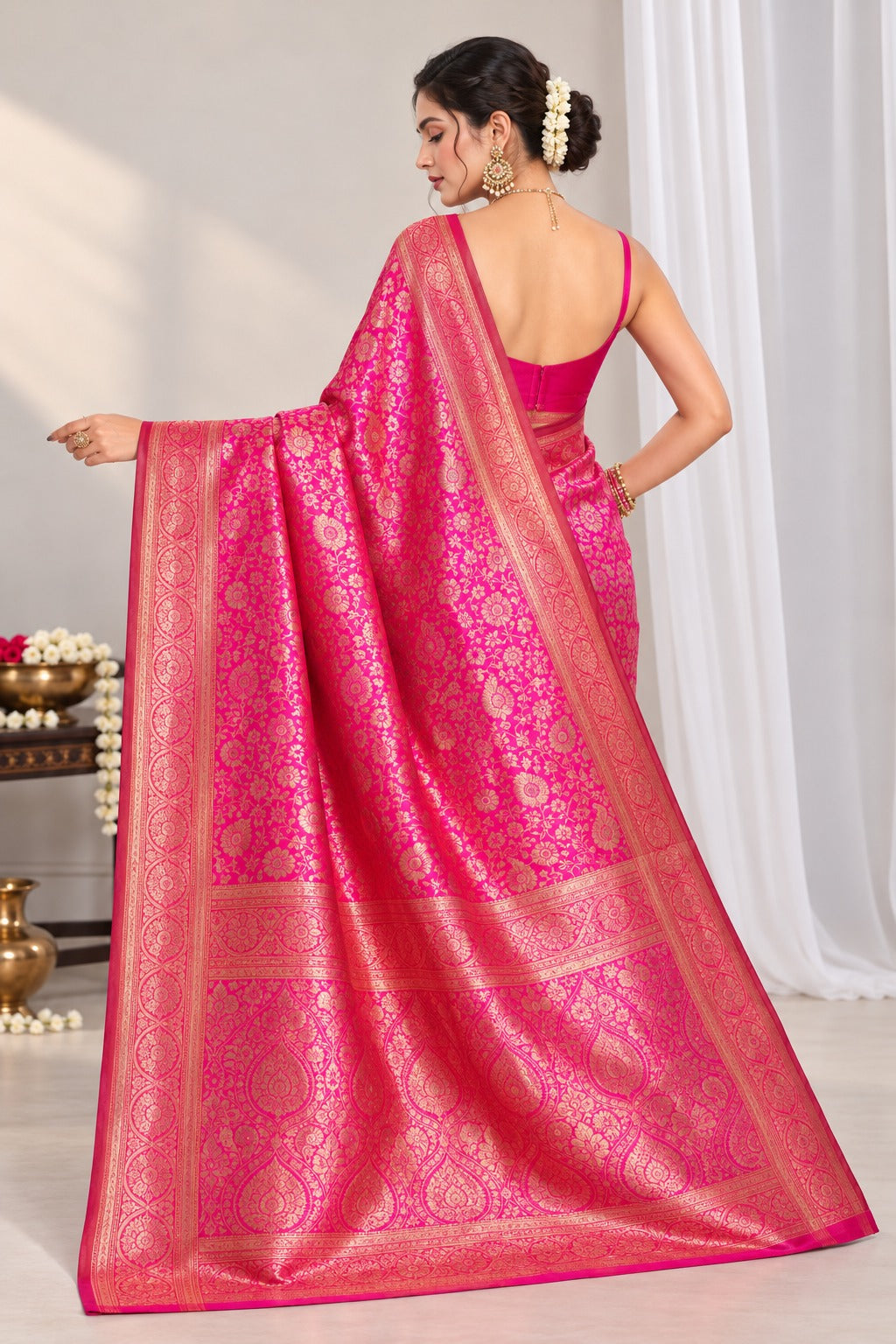 Rani Gulabi Banarasi Saree – view 4