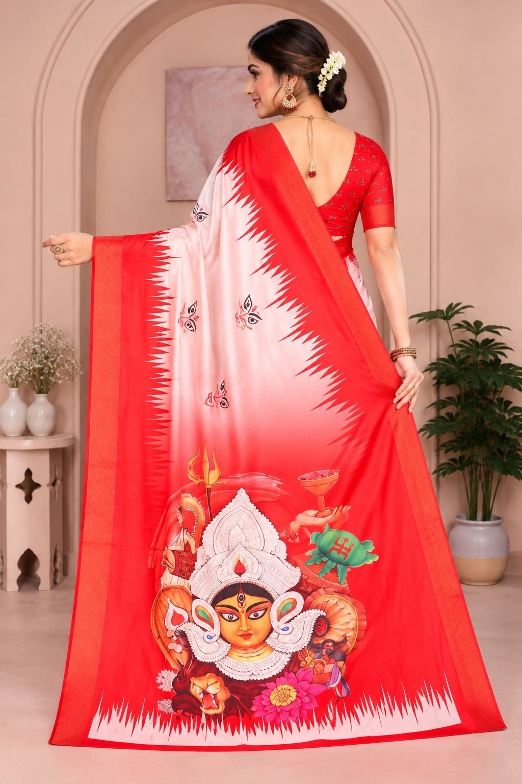 Shakti Durga Printed Silk Saree – view 5