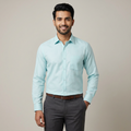 Model wearing the Pale Aqua Shirt