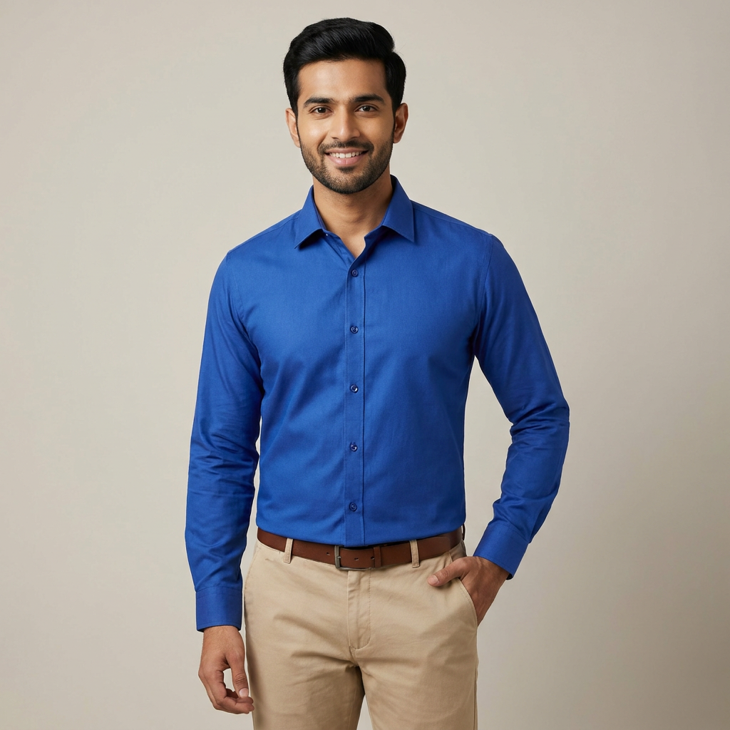 Model wearing the Royal Blue Shirt