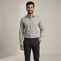 Model wearing the Stone Grey Shirt