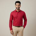 Model wearing the Crimson Red Shirt