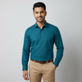 Model wearing the Teal Shirt