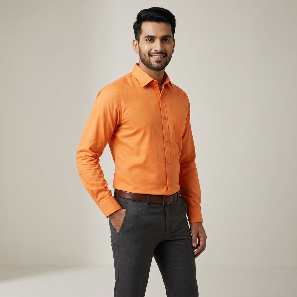 Model wearing the Tangerine Orange Shirt