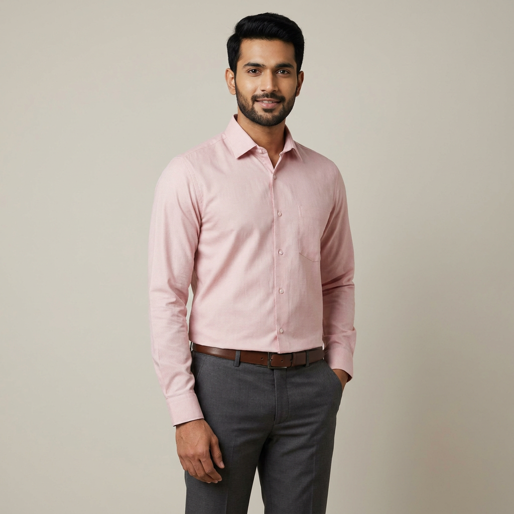 Model wearing the Blush Pink Shirt