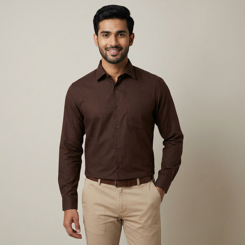 Model wearing the Chocolate Brown Shirt