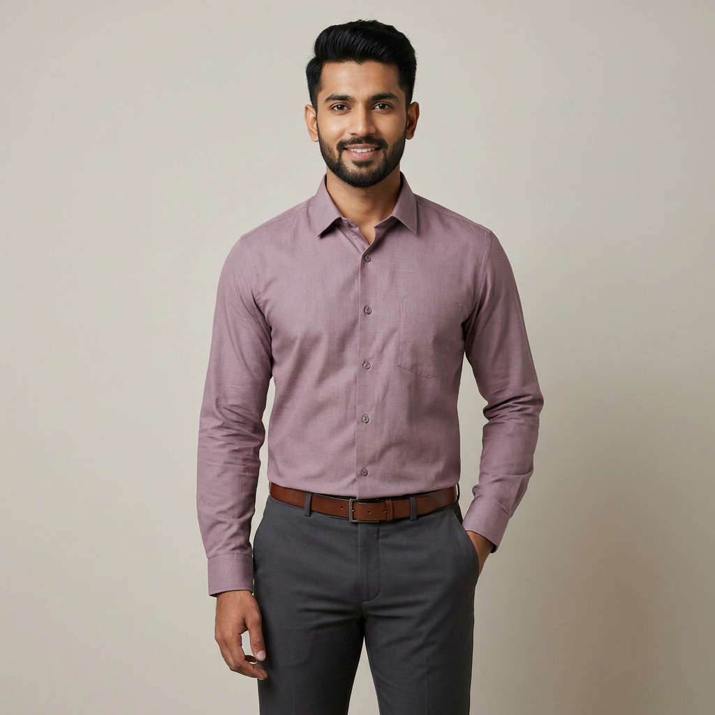 Model wearing the Dusty Mauve Shirt