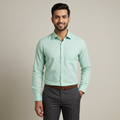 Model wearing the Mint Green Shirt