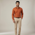Model wearing the Rust Orange Shirt