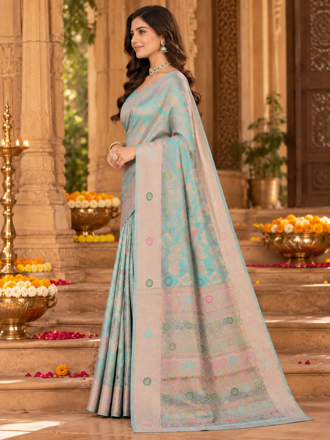 Aasmani Cotton Saree – view 2
