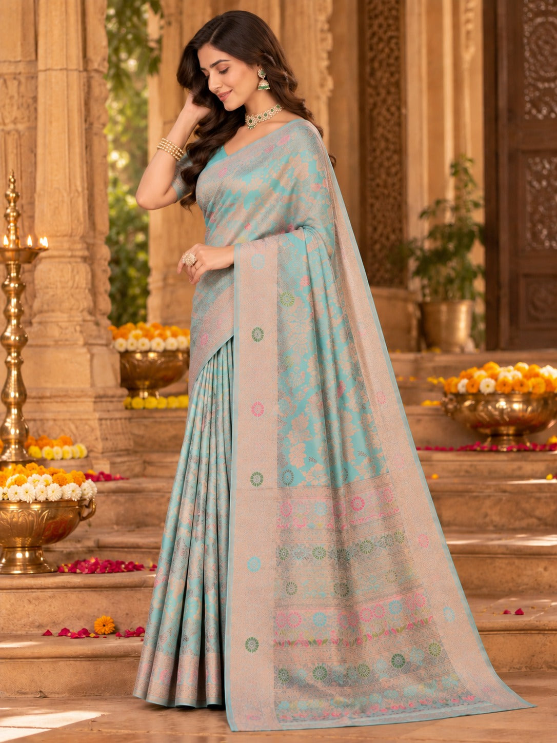 Aasmani Cotton Saree – view 3