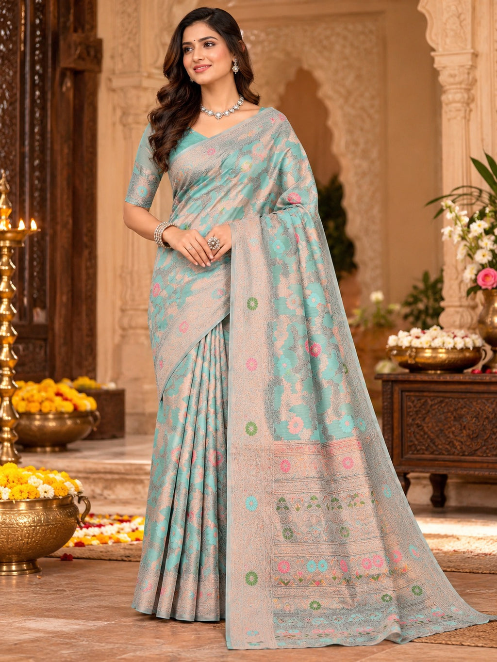 Aasmani Cotton Saree – view 4