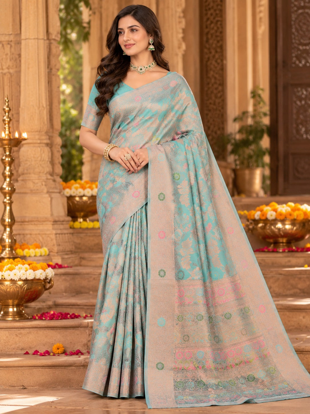 Aasmani Cotton Saree – view 5
