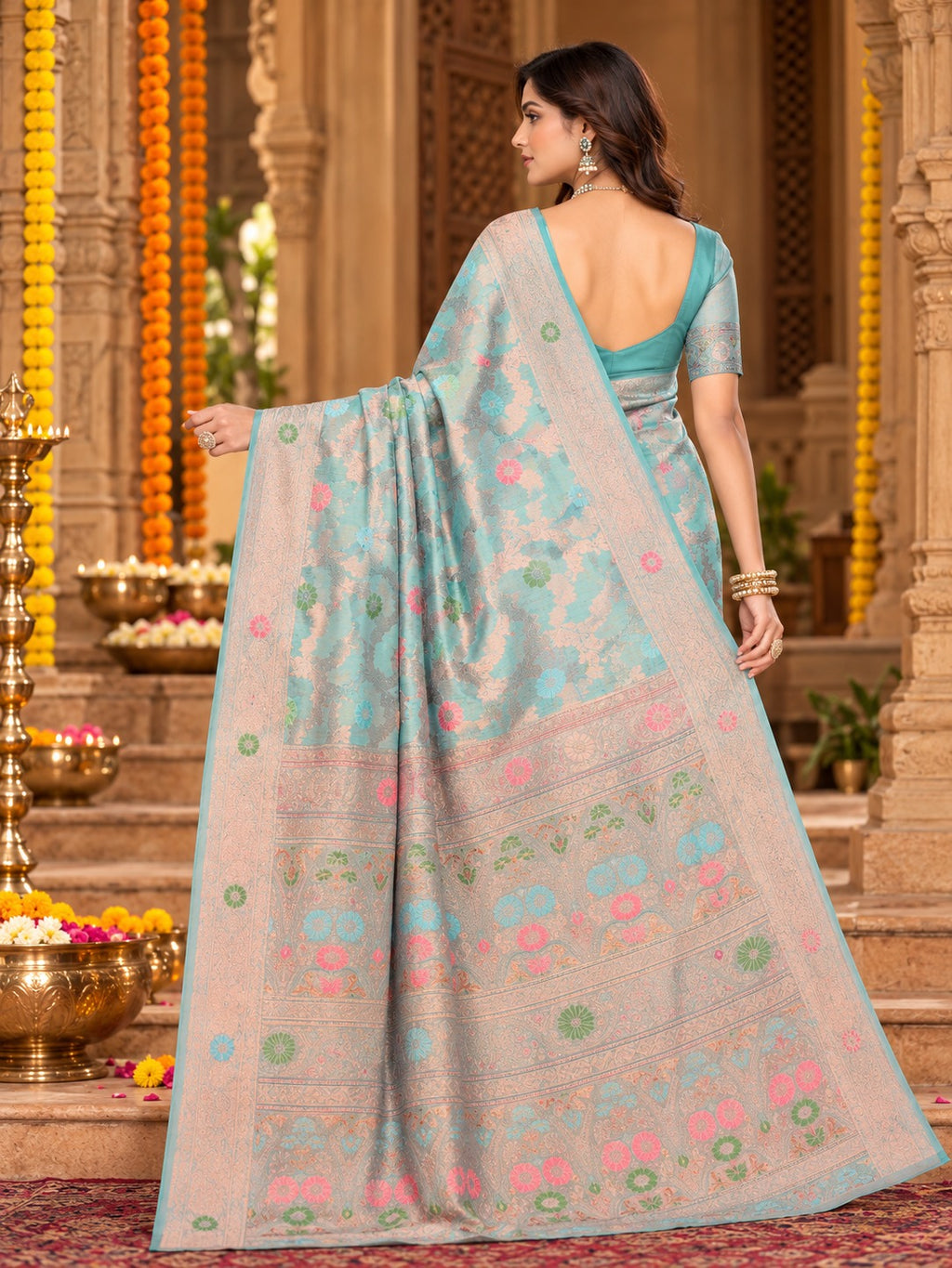 Aasmani Cotton Saree – view 7