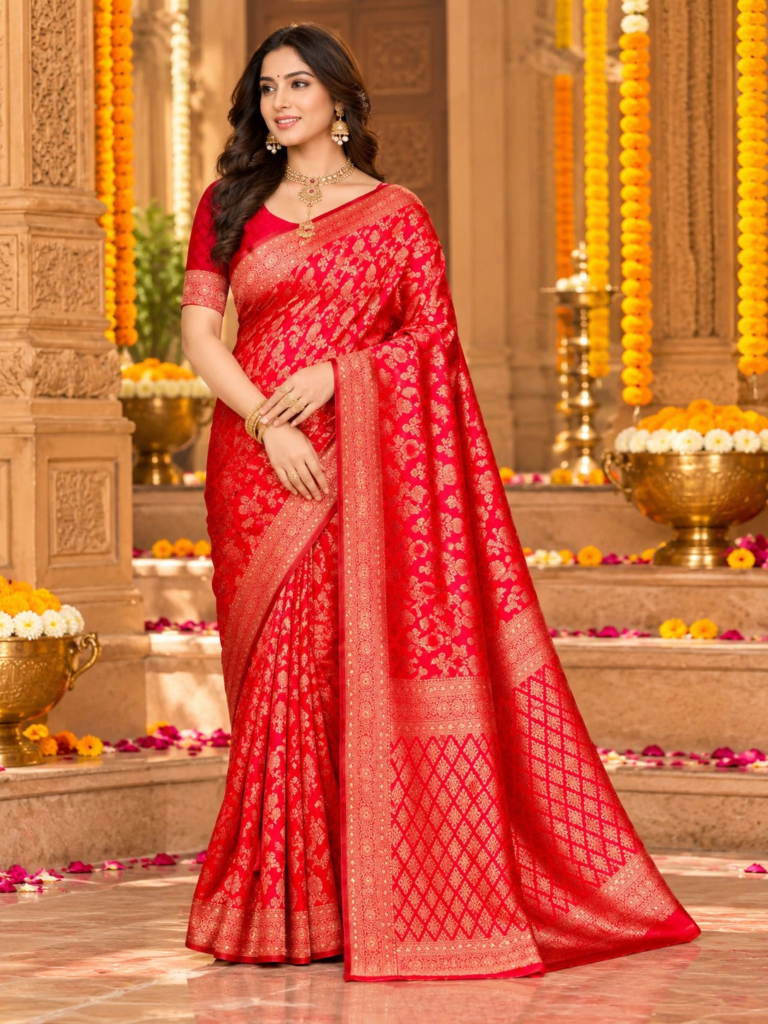 Laal Jaal Banarasi Saree – view 1