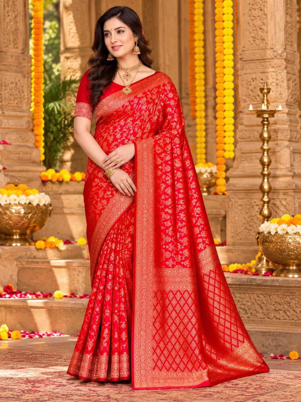 Laal Jaal Banarasi Saree – view 2