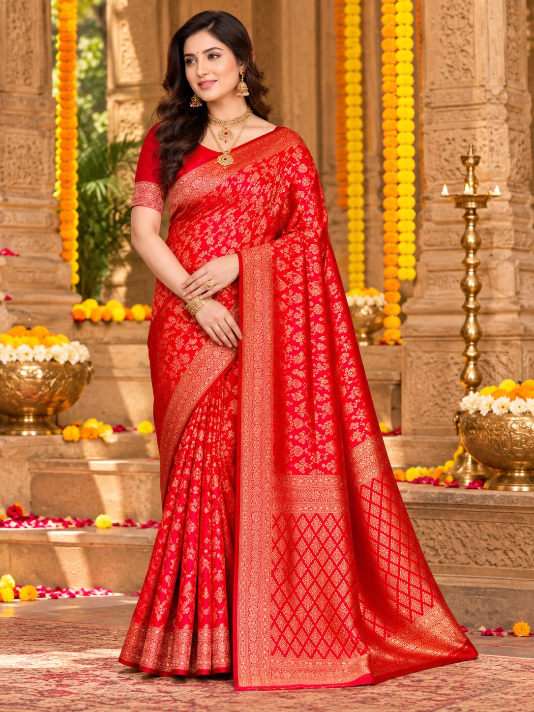 Laal Jaal Banarasi Saree – view 2