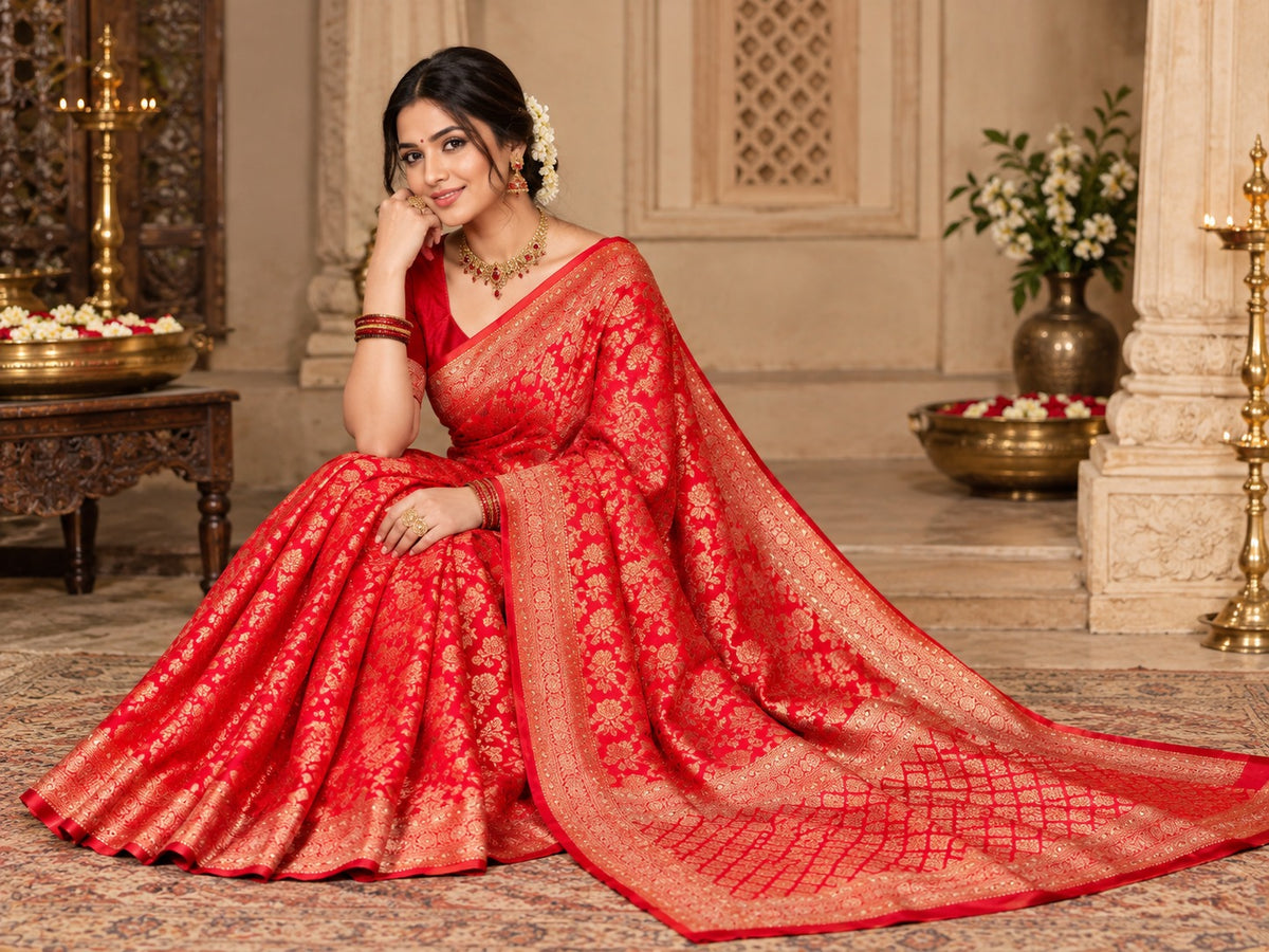 Laal Jaal Banarasi Saree – view 5