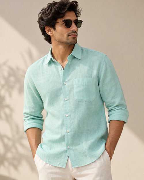 Aqua Mist Cotton Shirt