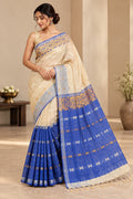 Neelika Cream & Blue Saree