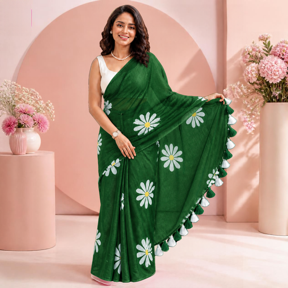 Shevanti Tassel Saree – Green – view 3