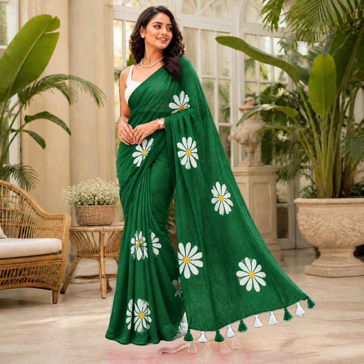 Shevanti Tassel Saree – Green – view 4