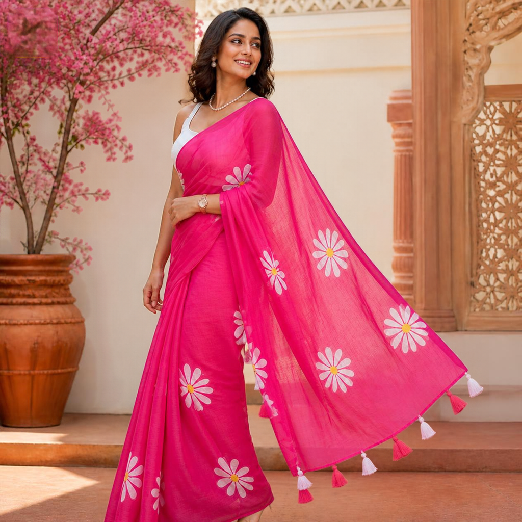 Shevanti Tassel Saree – Pink – view 2
