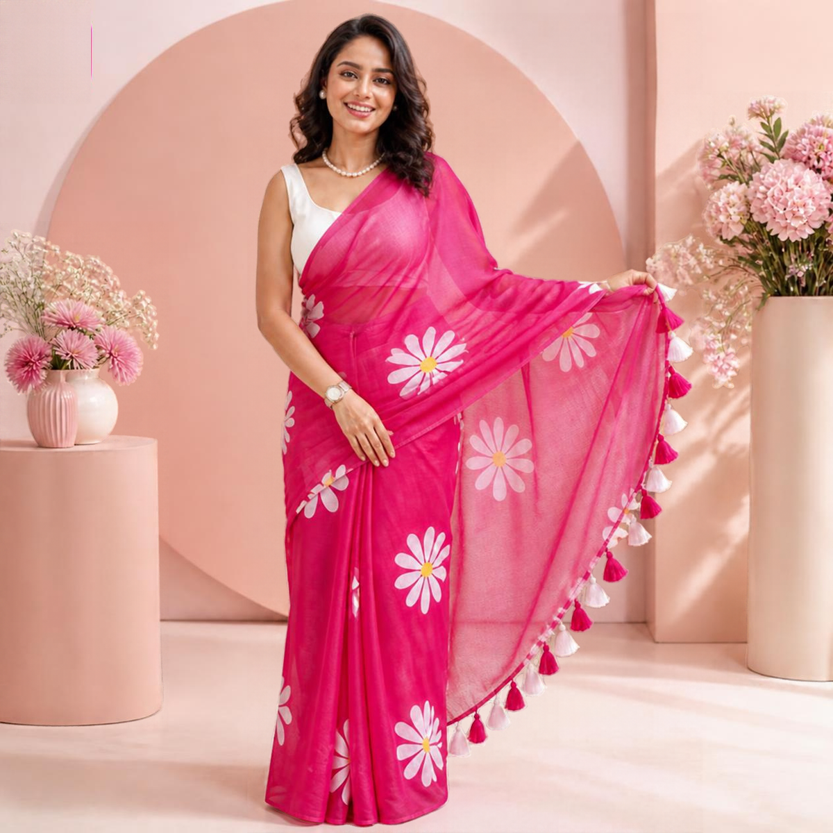 Shevanti Tassel Saree – Pink – view 3