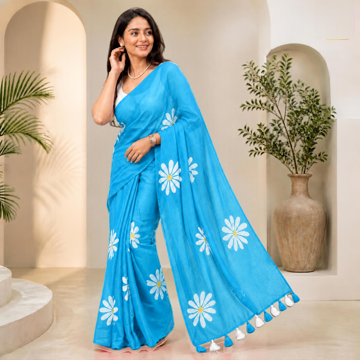 Shevanti Tassel Saree – Sky Blue – view 1