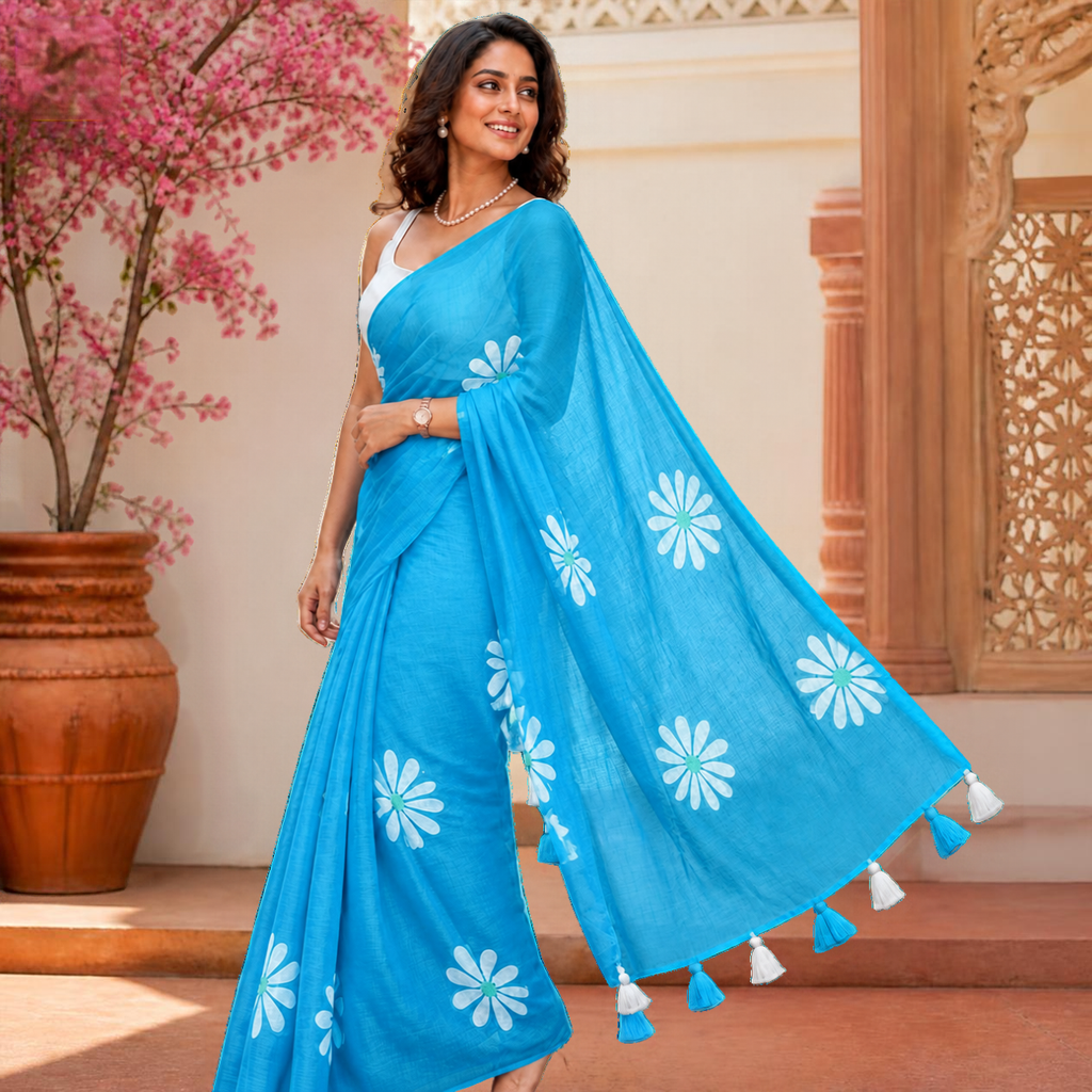 Shevanti Tassel Saree – Sky Blue – view 2