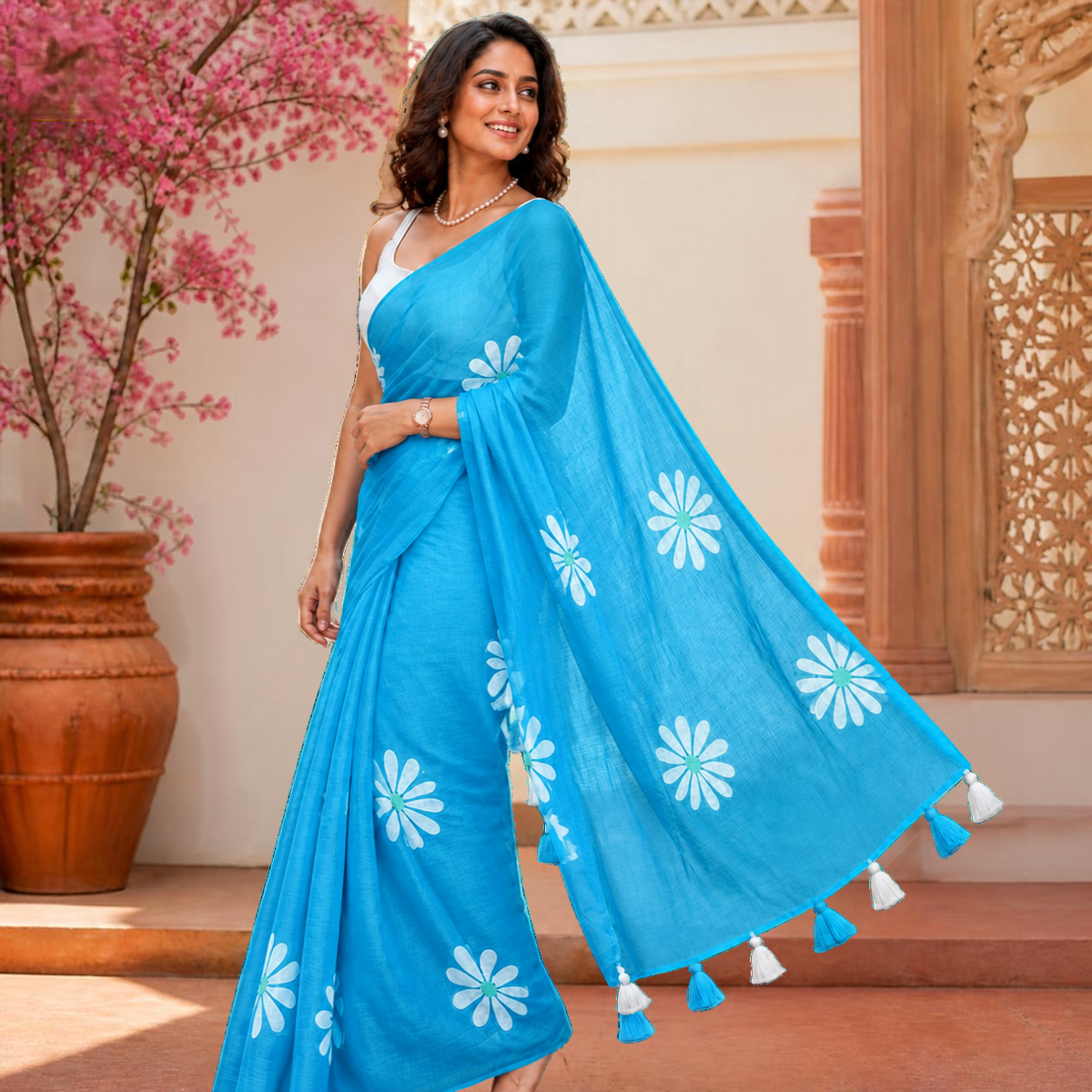 Shevanti Tassel Saree – Sky Blue – view 2