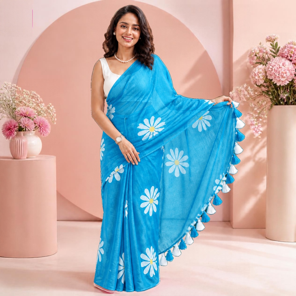 Shevanti Tassel Saree – Sky Blue – view 3