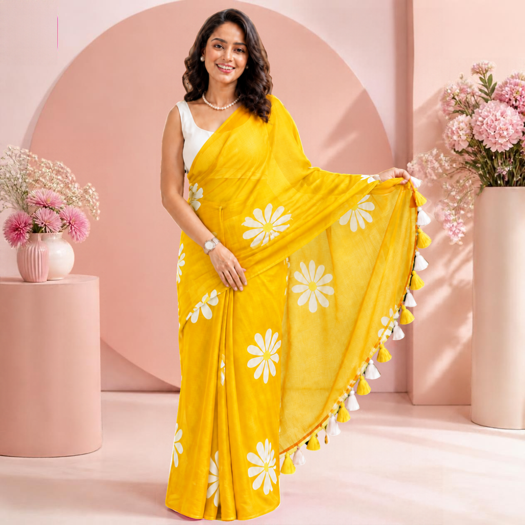 Shevanti Tassel Saree – Yellow – view 3
