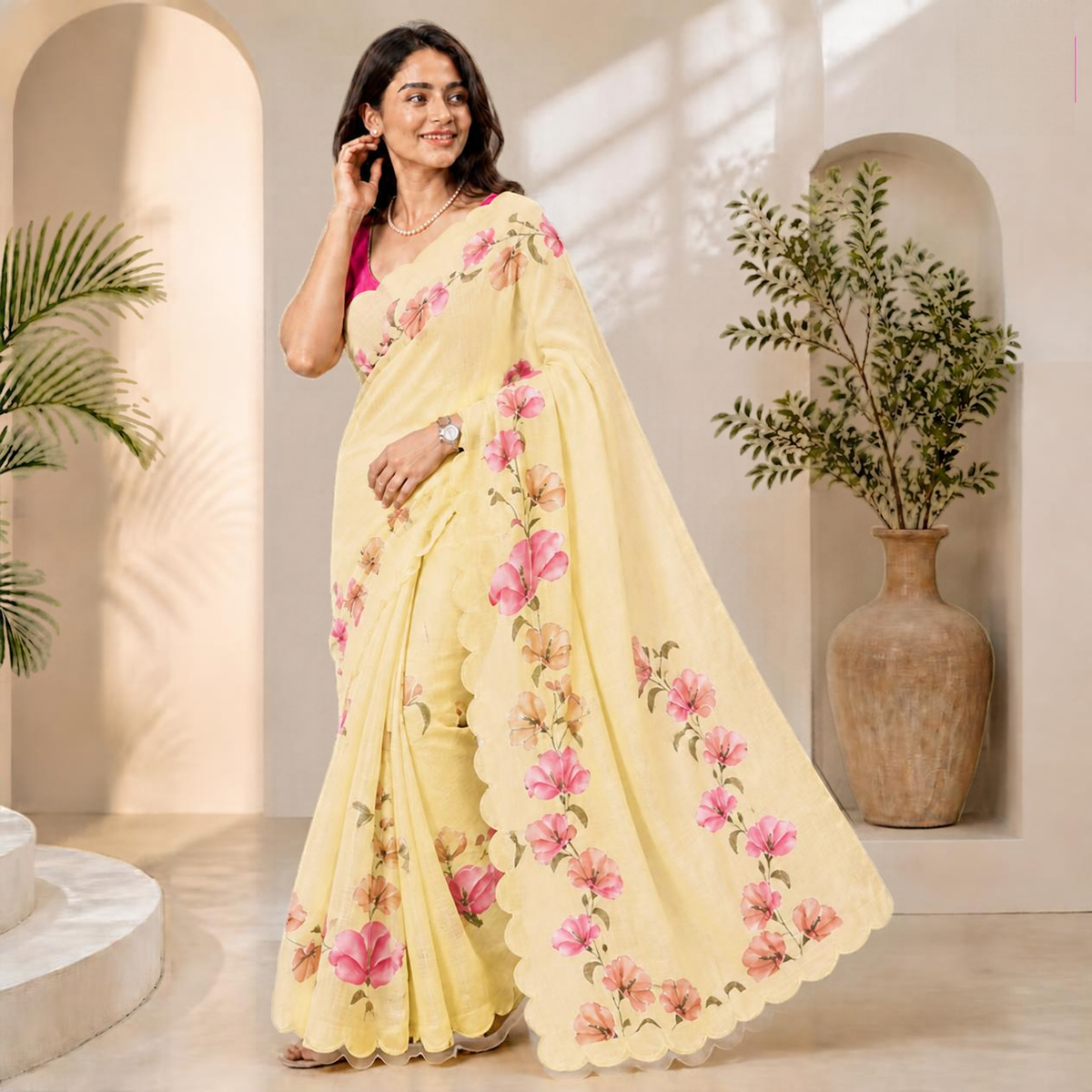 Sunehri Poppy Saree – view 1