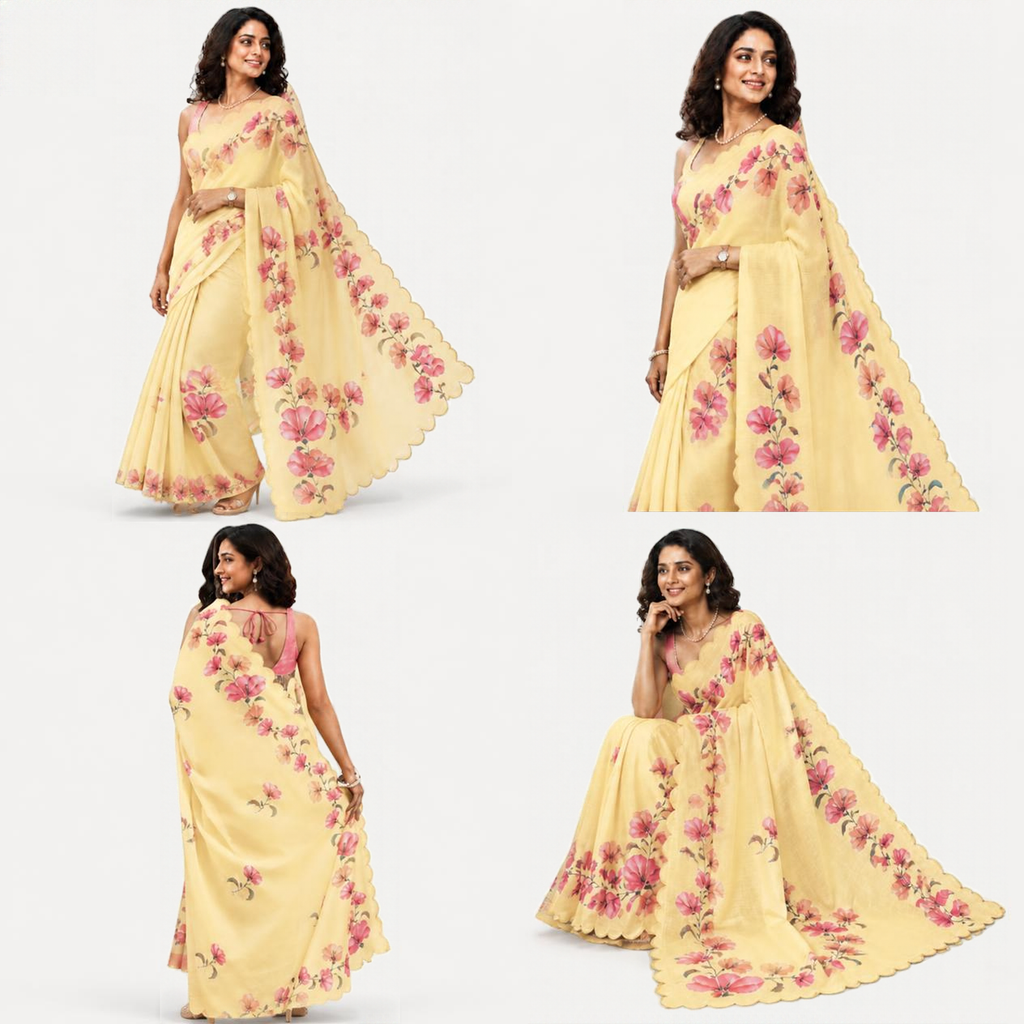 Sunehri Poppy Saree – view 2