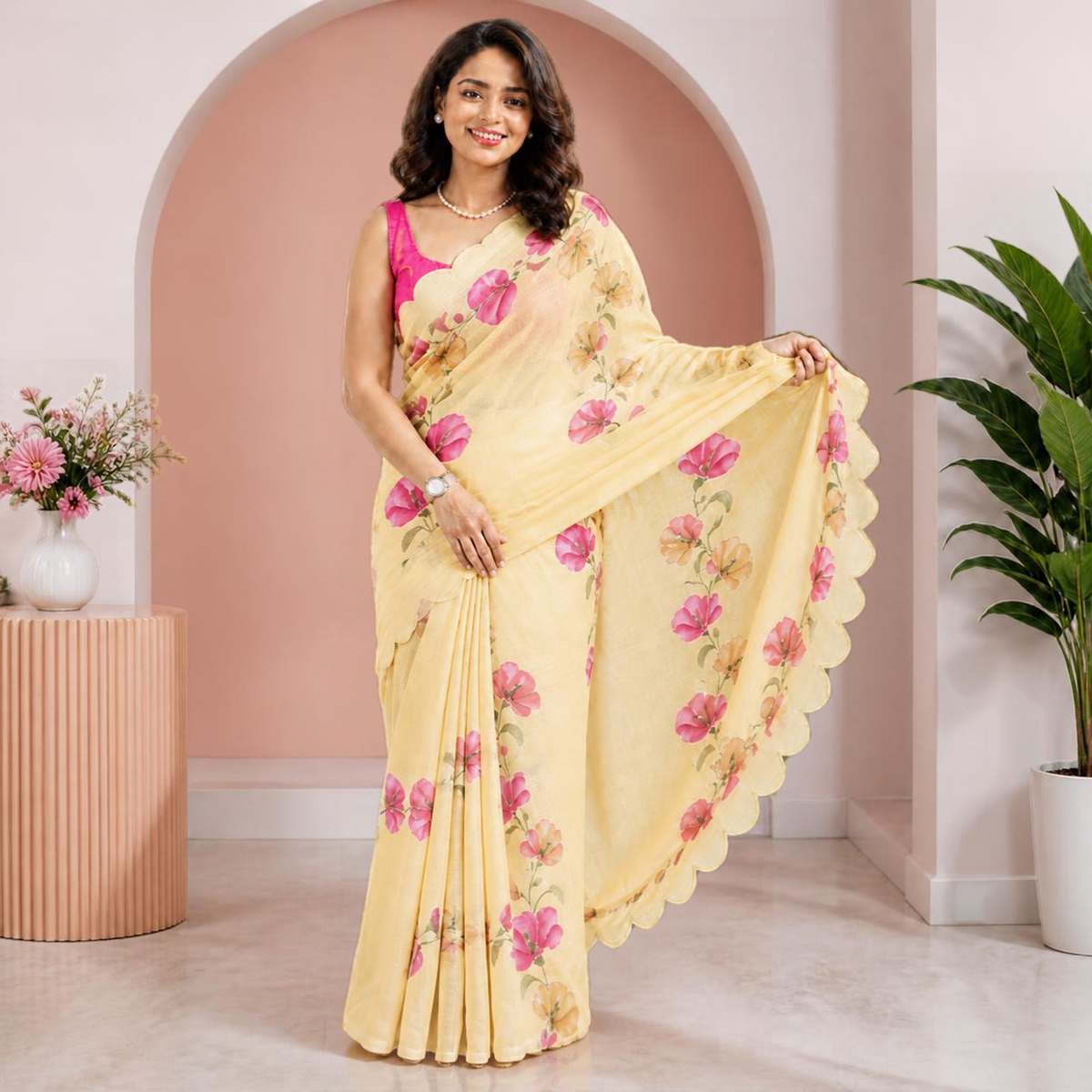 Sunehri Poppy Saree – view 3