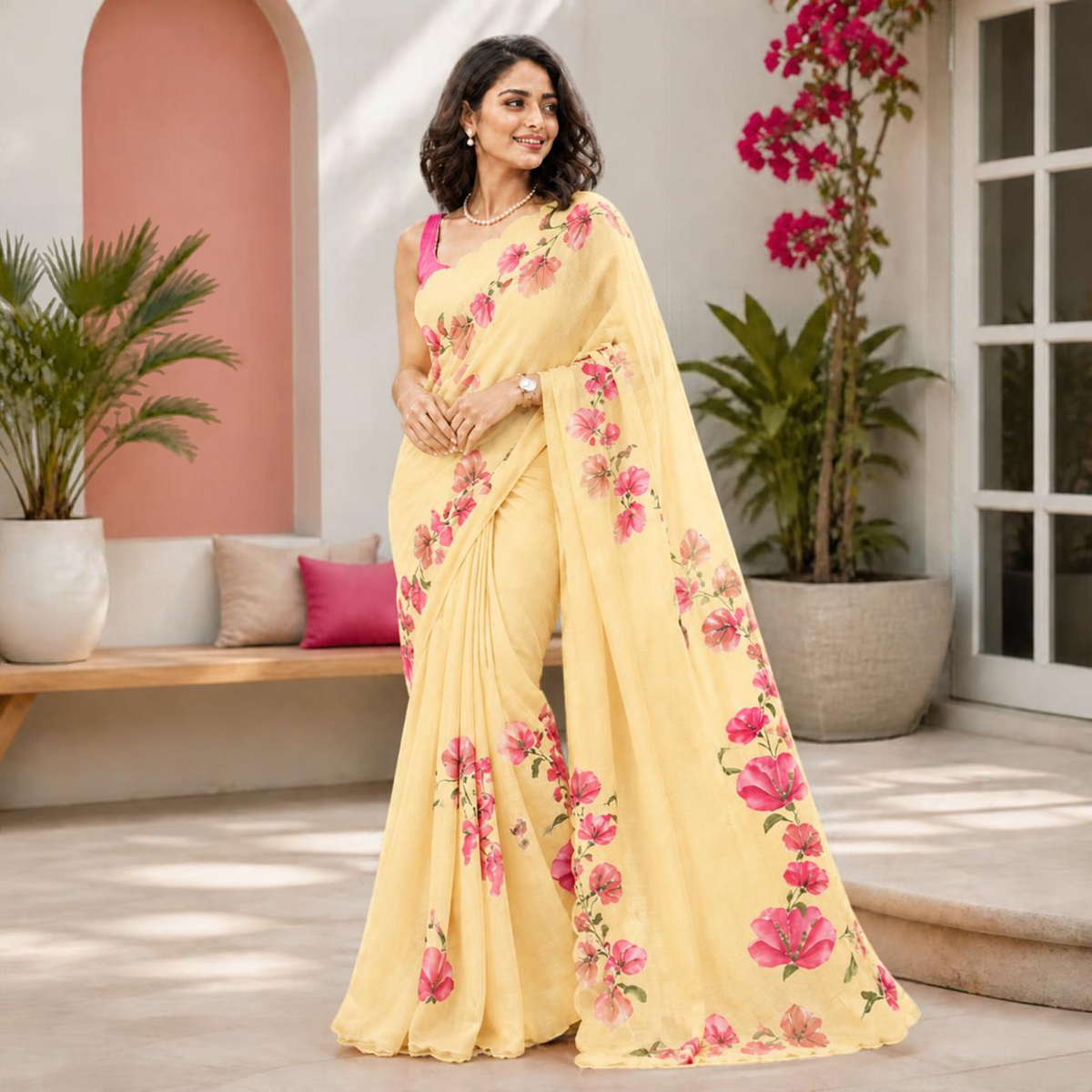 Sunehri Poppy Saree – view 4